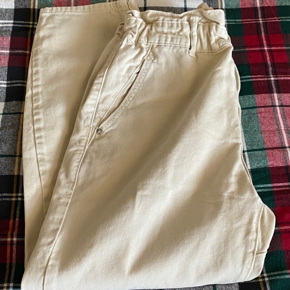 Zara High-Waisted Paper Bag Jeans Pants Like New 6 Ecru Mango - Picture 16 of 16